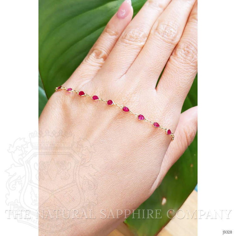 2.98 Ct.Tw. Ruby Bezel Bracelet, 18K Yellow Gold