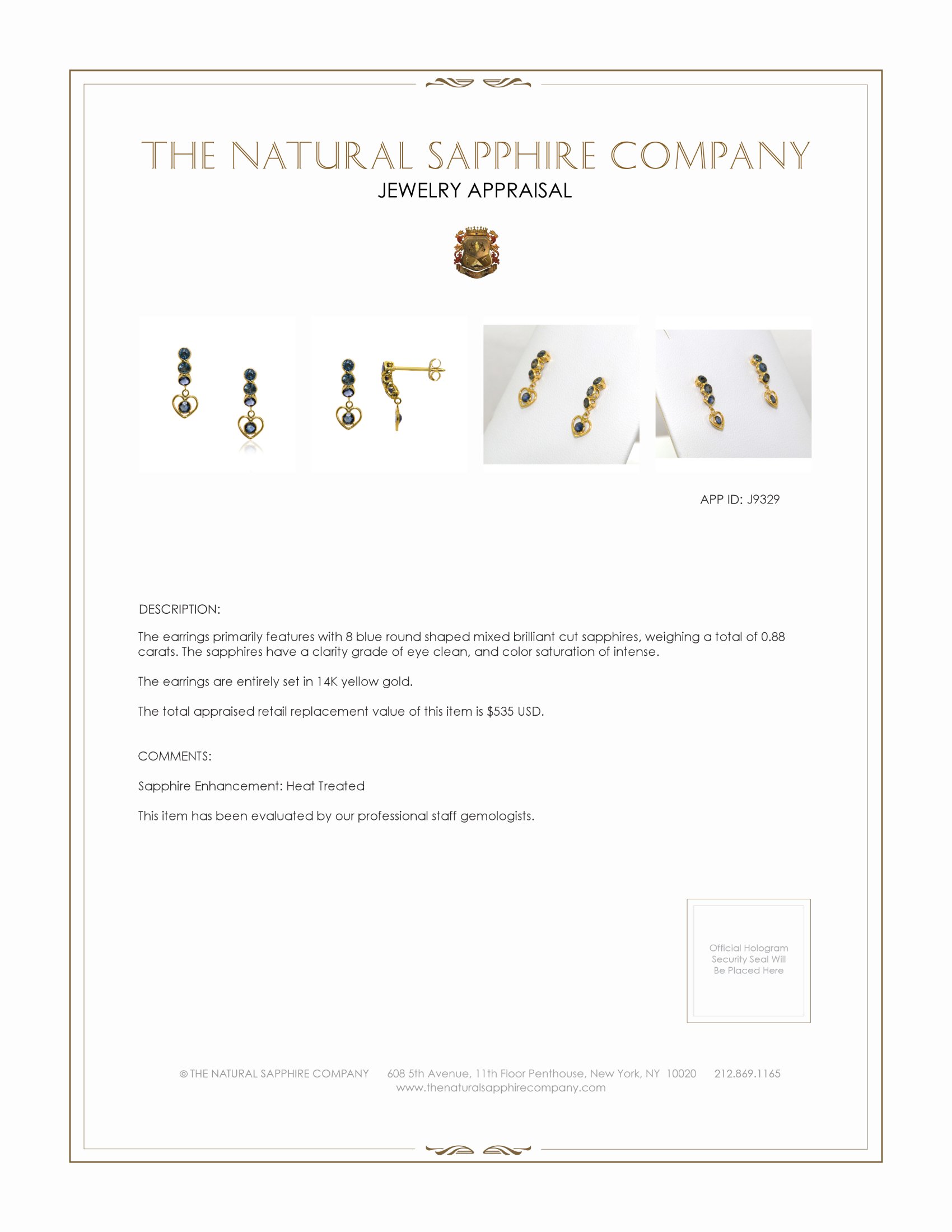 0.88 Ct.Tw. Blue Sapphire Bezel Earrings, 14K Yellow Gold