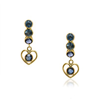 0.88 Ct.Tw.Total Carat Weight Blue Sapphire Bezel Earrings, 14K Yellow Gold Video
