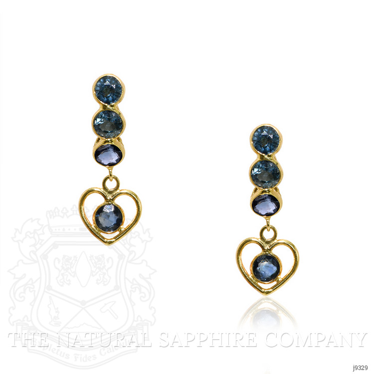 0.88 Ct.Tw. Blue Sapphire Bezel Earrings, 14K Yellow Gold