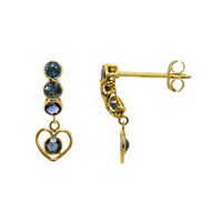 0.88 Ct.Tw.Total Carat Weight Blue Sapphire Bezel Earrings, 14K Yellow Gold Image