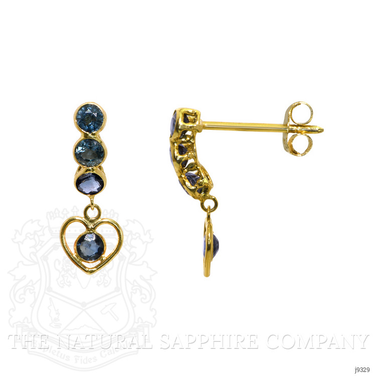 0.88 Ct.Tw. Blue Sapphire Bezel Earrings, 14K Yellow Gold