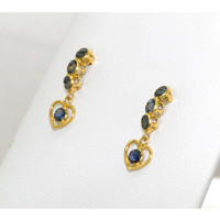 0.88 Ct.Tw.Total Carat Weight Blue Sapphire Bezel Earrings, 14K Yellow Gold Image