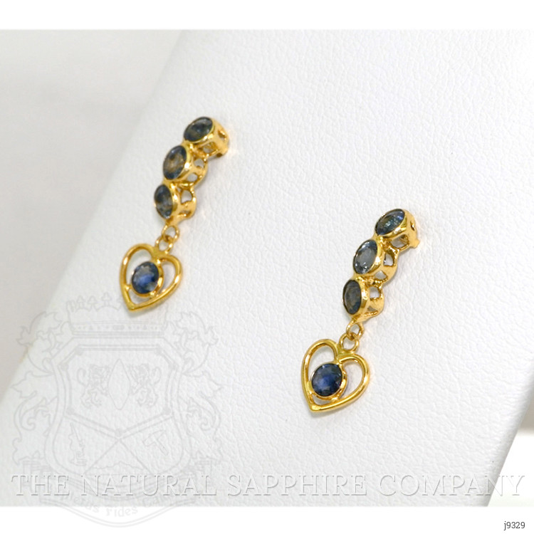 0.88 Ct.Tw. Blue Sapphire Bezel Earrings, 14K Yellow Gold