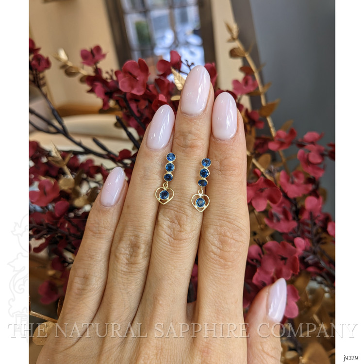 0.88 Ct.Tw. Blue Sapphire Bezel Earrings, 14K Yellow Gold