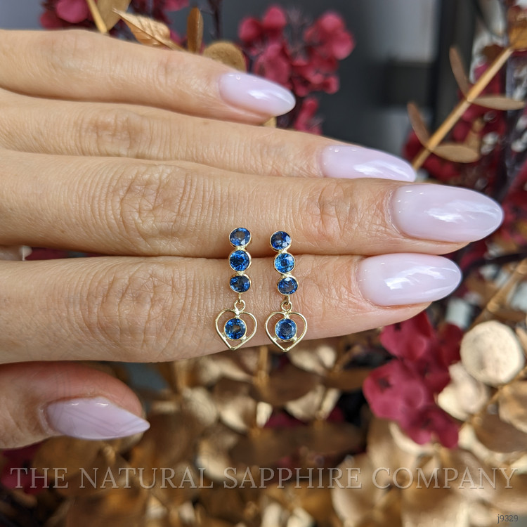 0.88 Ct.Tw. Blue Sapphire Bezel Earrings, 14K Yellow Gold