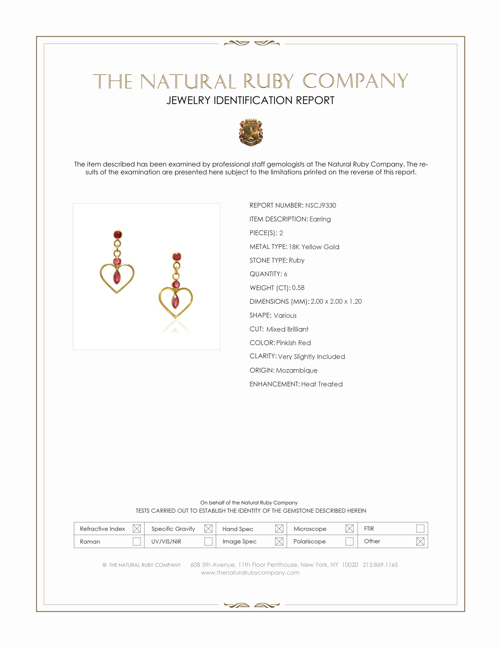 0.58 Ct.Tw. Pinkish Red Ruby Bezel Earrings, 18K Yellow Gold