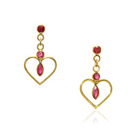 0.58 Ct.Tw. Ruby Bezel Earrings, 18K Yellow Gold Video
