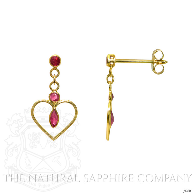 0.58 Ct.Tw. Ruby Bezel Earrings, 18K Yellow Gold