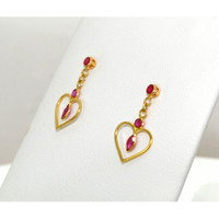0.58 Ct.Tw. Ruby Bezel Earrings, 18K Yellow Gold Image