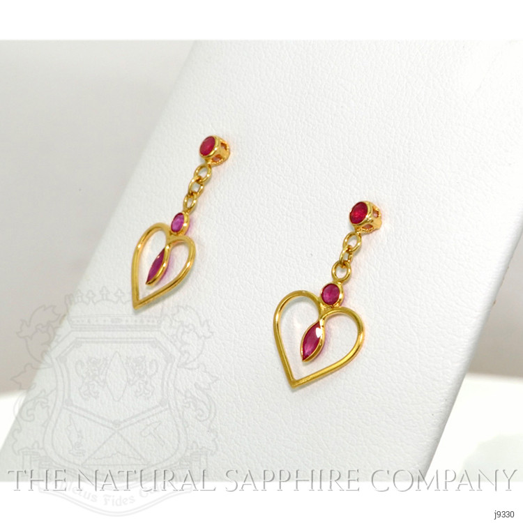 0.58 Ct.Tw. Ruby Bezel Earrings, 18K Yellow Gold