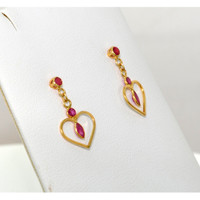 0.58 Ct.Tw. Ruby Bezel Earrings, 18K Yellow Gold Image