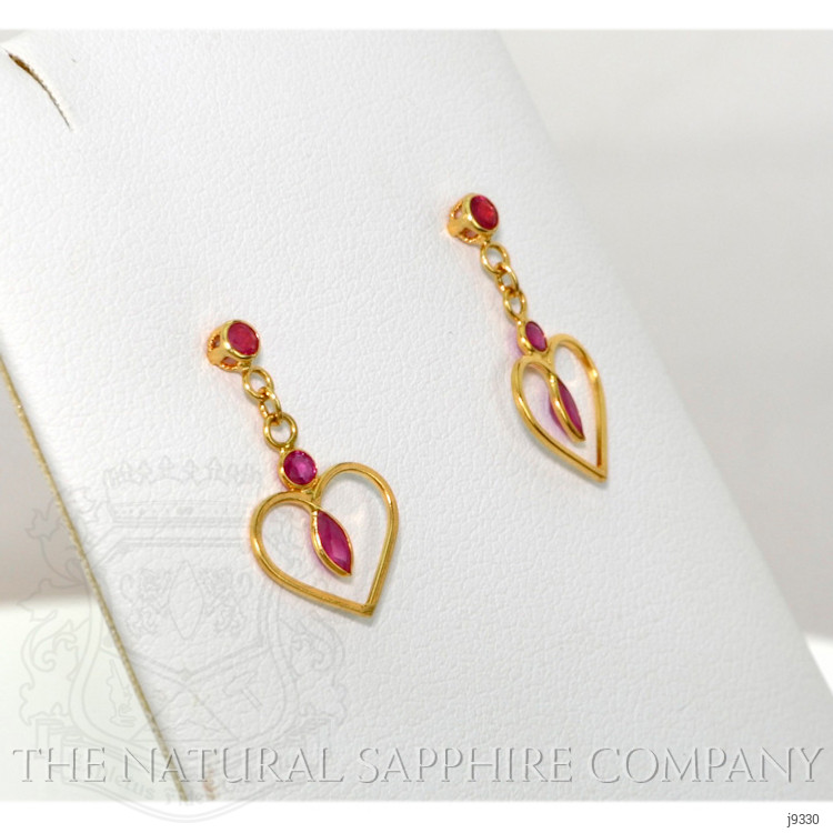 0.58 Ct.Tw. Ruby Bezel Earrings, 18K Yellow Gold