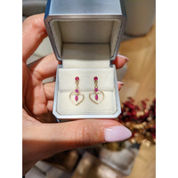 0.58&nbsp;Ct.Tw.Total Carat Weight Pinkish Red Ruby Bezel Earrings, 18K Yellow Gold Life Style