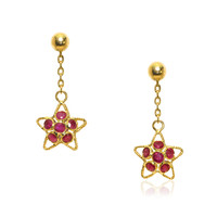 1.44 Ct.Tw. Ruby Drops Earrings, 18K Yellow Gold Video