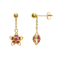 1.44 Ct.Tw. Ruby Drops Earrings, 18K Yellow Gold Image