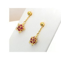 1.44 Ct.Tw. Ruby Drops Earrings, 18K Yellow Gold Image