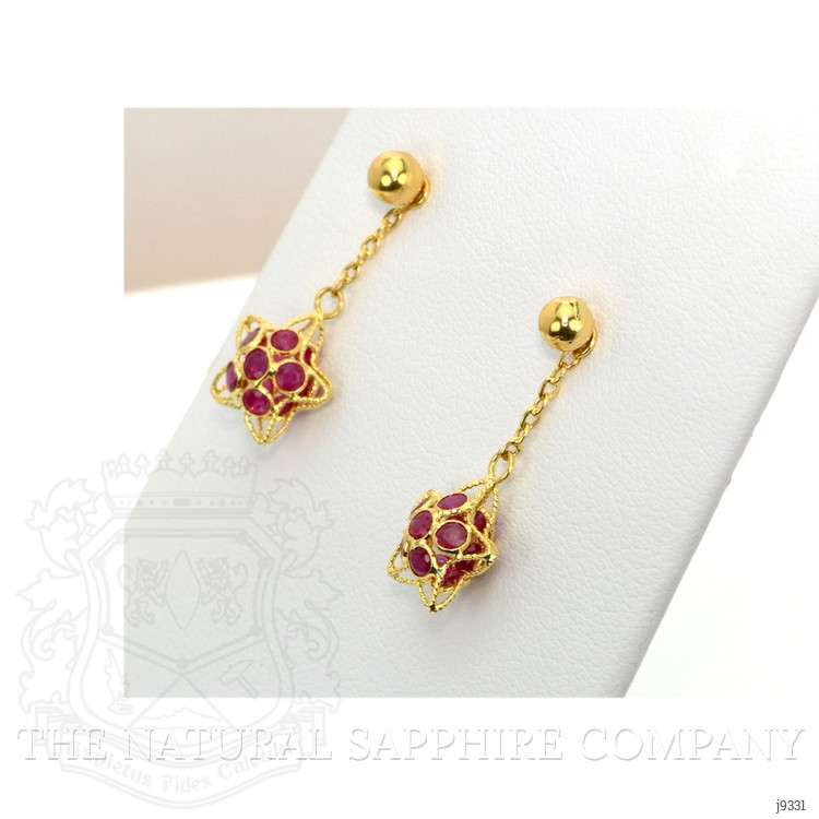 1.44 Ct.Tw. Ruby Drops Earrings, 18K Yellow Gold