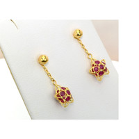 1.44 Ct.Tw. Ruby Drops Earrings, 18K Yellow Gold Image