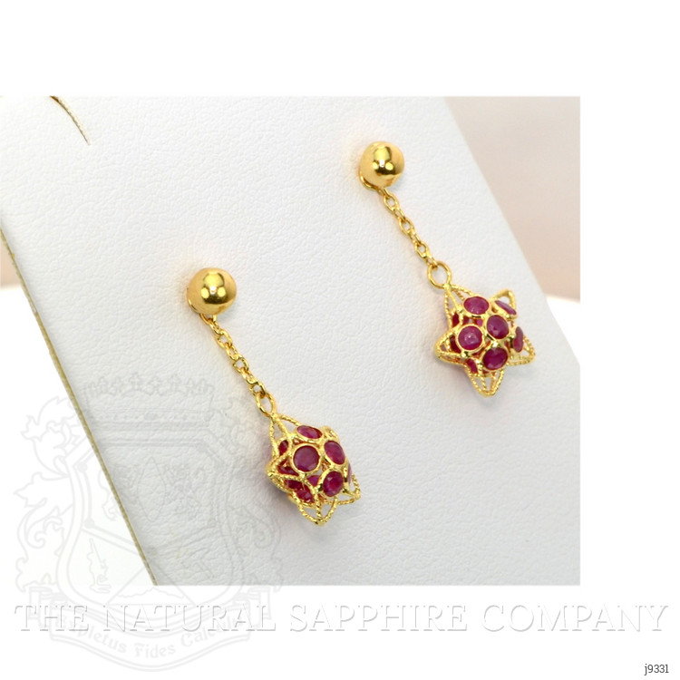 1.44 Ct.Tw. Ruby Drops Earrings, 18K Yellow Gold
