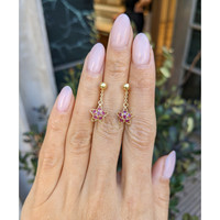 1.44 Ct.Tw.Total Carat Weight Pinkish Red Ruby Drops Earrings, 18K Yellow Gold Life Style