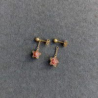 1.44 Ct.Tw. Ruby Drops Earrings, 18K Yellow Gold Life Style