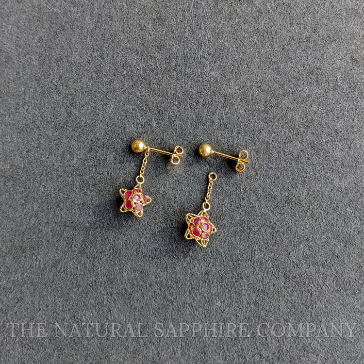 1.44 Ct.Tw. Ruby Drops Earrings, 18K Yellow Gold