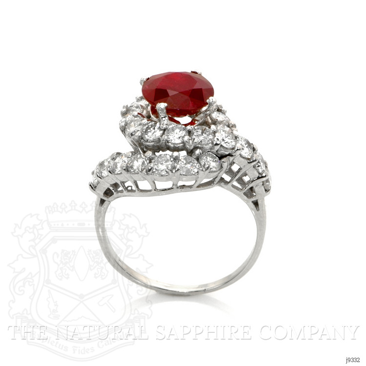2.38 Ct. Pinkish Red Ruby and Natural Diamond Pave Ring, 14K White Gold