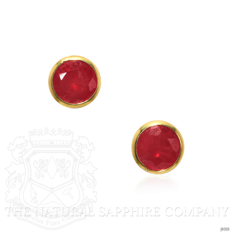 0.57 Ct.Tw. Ruby Bezel Earrings, 18K Yellow Gold
