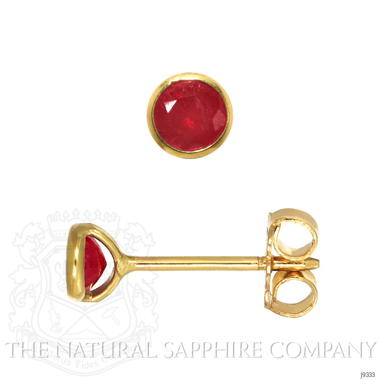 0.57 Ct.Tw. Ruby Bezel Earrings, 18K Yellow Gold