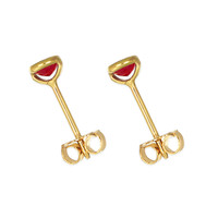 0.57 Ct.Tw. Ruby Bezel Earrings, 18K Yellow Gold Image