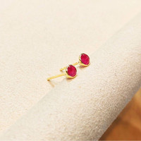 0.57 Ct.Tw. Ruby Bezel Earrings, 18K Yellow Gold Life Style