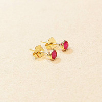 0.57 Ct.Tw. Ruby Bezel Earrings, 18K Yellow Gold Life Style