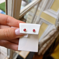 0.57 Ct.Tw. Ruby Bezel Earrings, 18K Yellow Gold Life Style