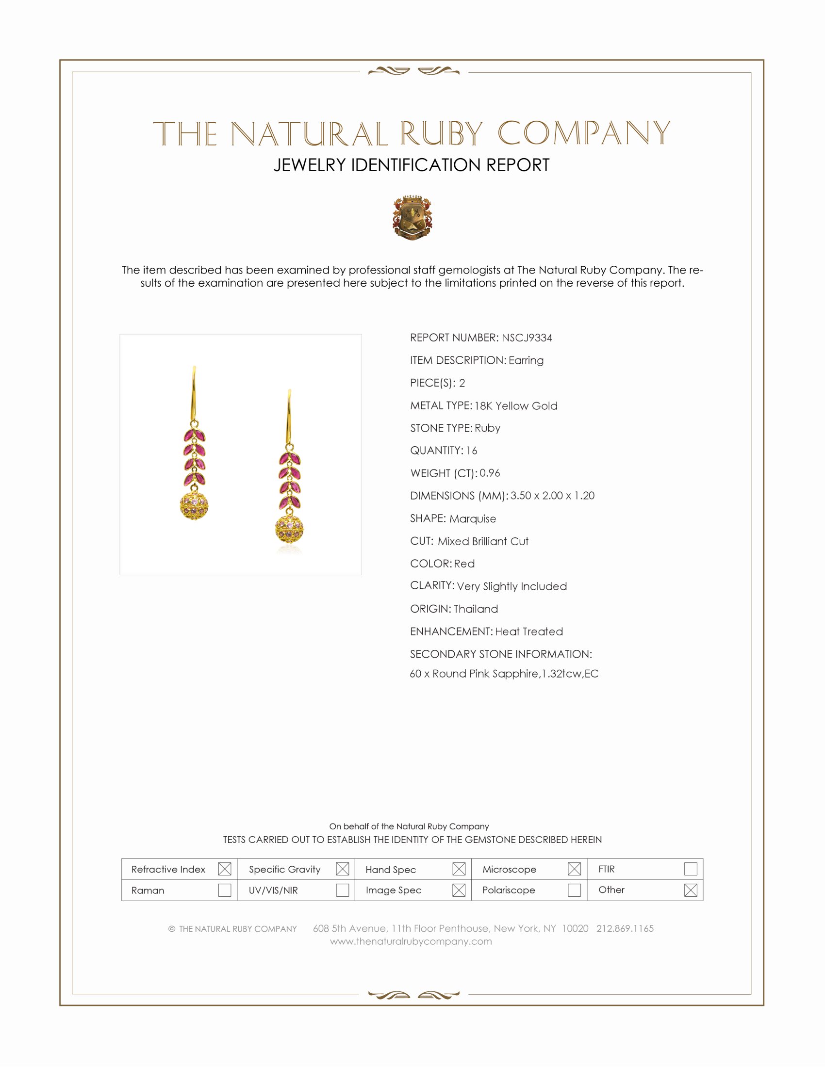 0.96 Ct.Tw. Ruby and Pink Sapphire Bezel Earrings, 18K Yellow Gold