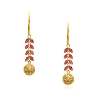 0.96 Ct.Tw. Ruby Sapphire Bezel Earrings, 18K Yellow Gold Video