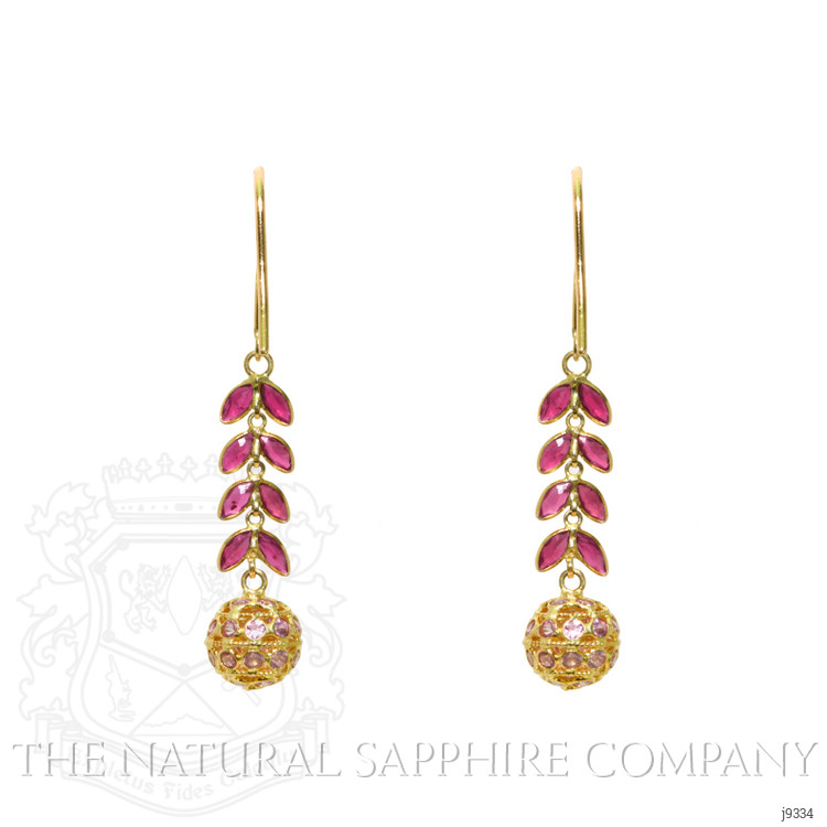 0.96 Ct.Tw. Ruby Sapphire Bezel Earrings, 18K Yellow Gold