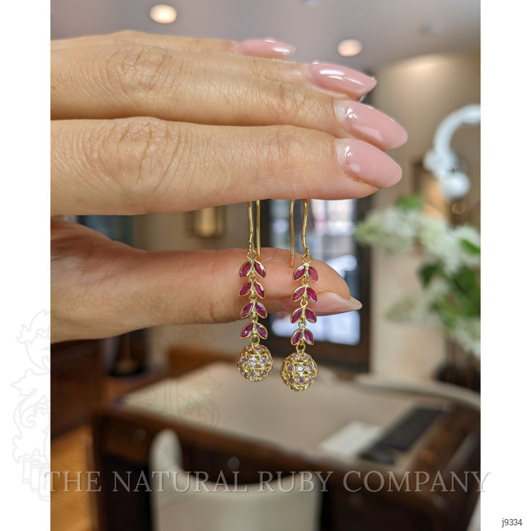 0.96 Ct.Tw. Ruby and Pink Sapphire Bezel Earrings, 18K Yellow Gold