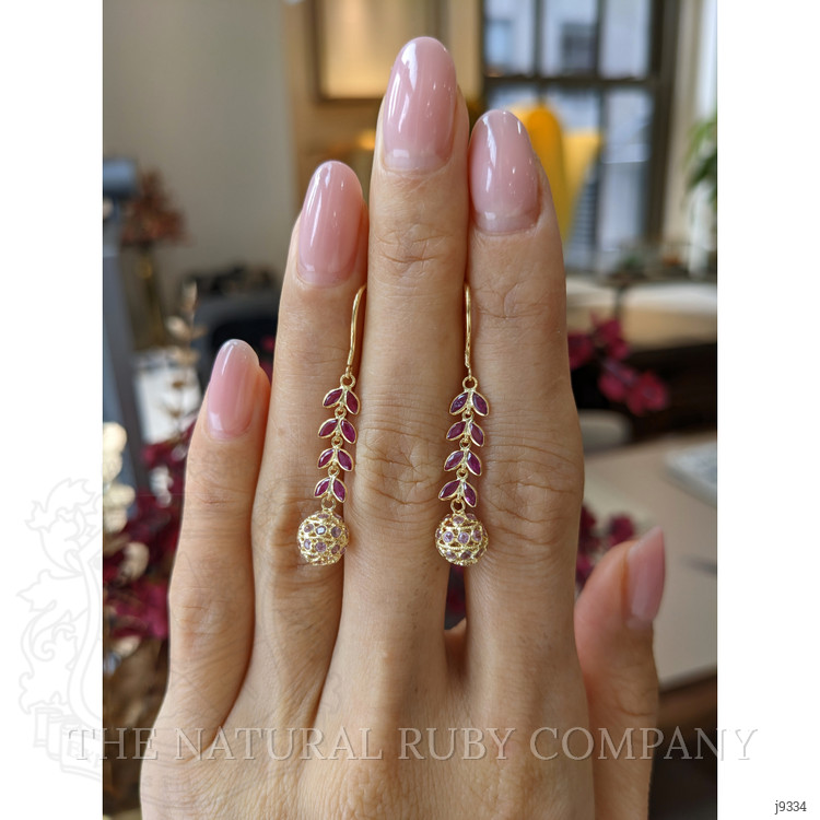0.96 Ct.Tw. Ruby and Pink Sapphire Bezel Earrings, 18K Yellow Gold