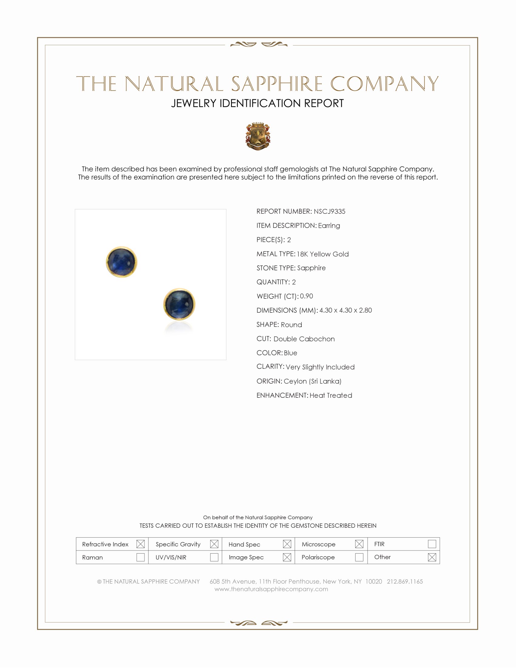 0.90 Ct.Tw. Blue Sapphire Bezel Earrings, 18K Yellow Gold