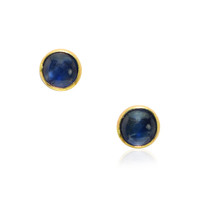 0.90 Ct.Tw.Total Carat Weight Blue Sapphire Bezel Earrings, 18K Yellow Gold Video