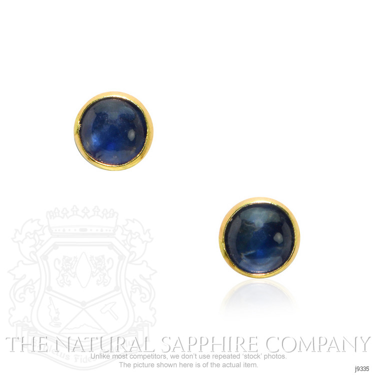 0.90 Ct.Tw. Blue Sapphire Bezel Earrings, 18K Yellow Gold
