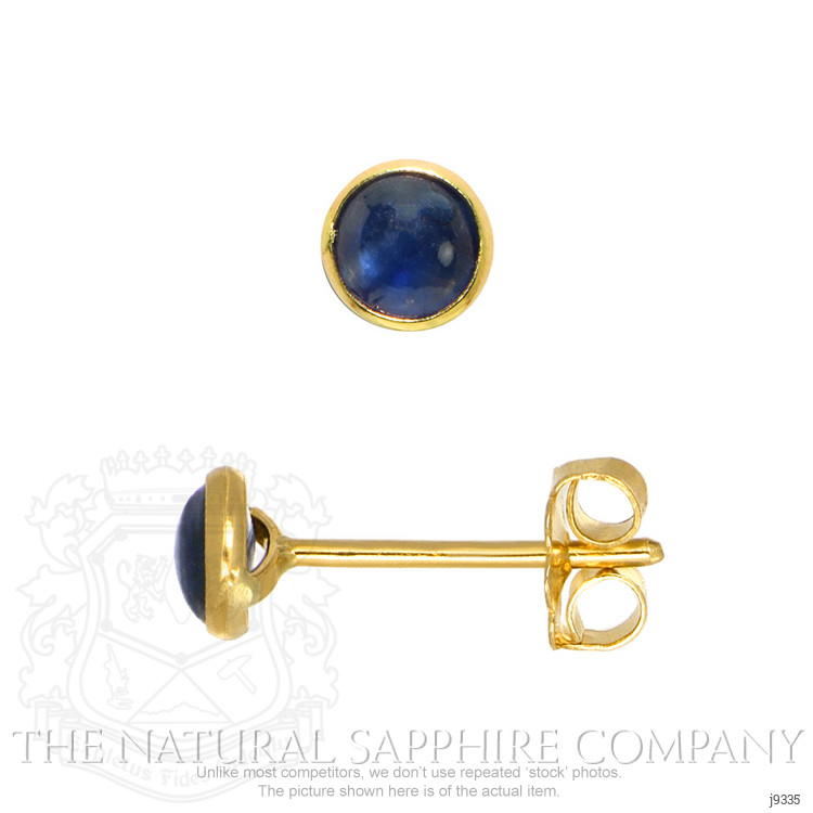 0.90 Ct.Tw. Blue Sapphire Bezel Earrings, 18K Yellow Gold