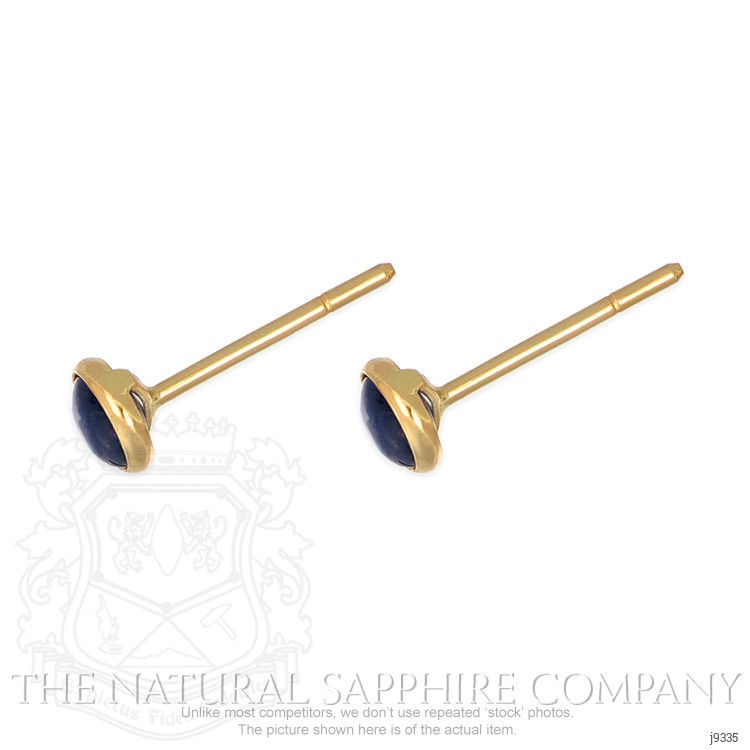 0.90 Ct.Tw. Blue Sapphire Bezel Earrings, 18K Yellow Gold