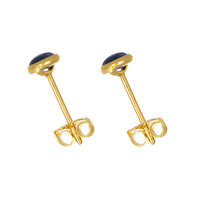 0.90 Ct.Tw.Total Carat Weight Blue Sapphire Bezel Earrings, 18K Yellow Gold Image