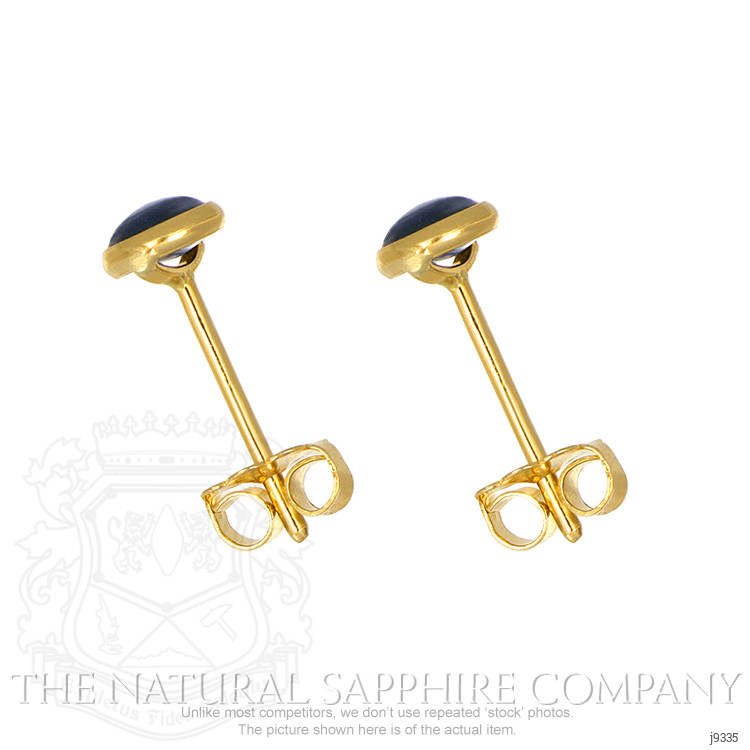 0.90 Ct.Tw. Blue Sapphire Bezel Earrings, 18K Yellow Gold