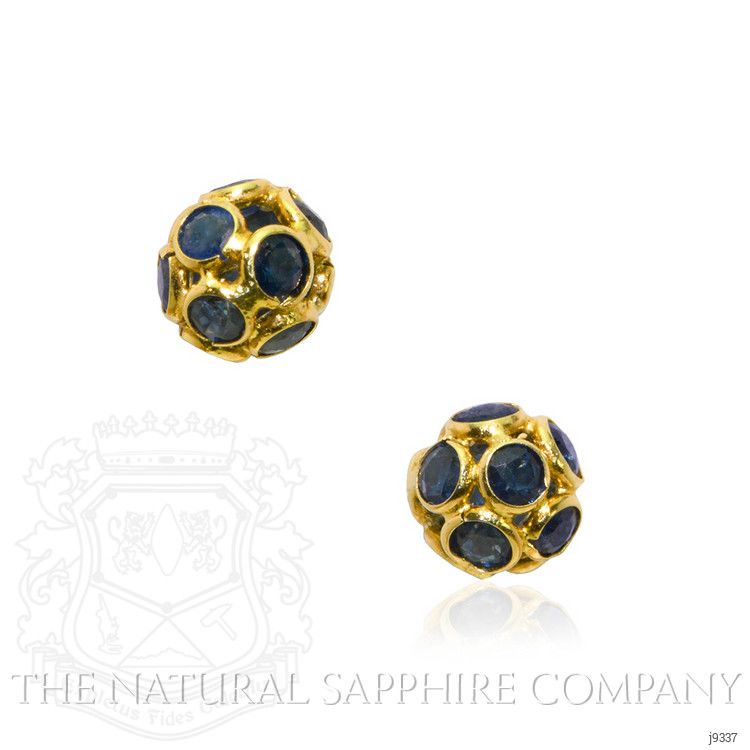 1.42 Ct.Tw. Blue Sapphire Studs Earrings, 18K Yellow Gold