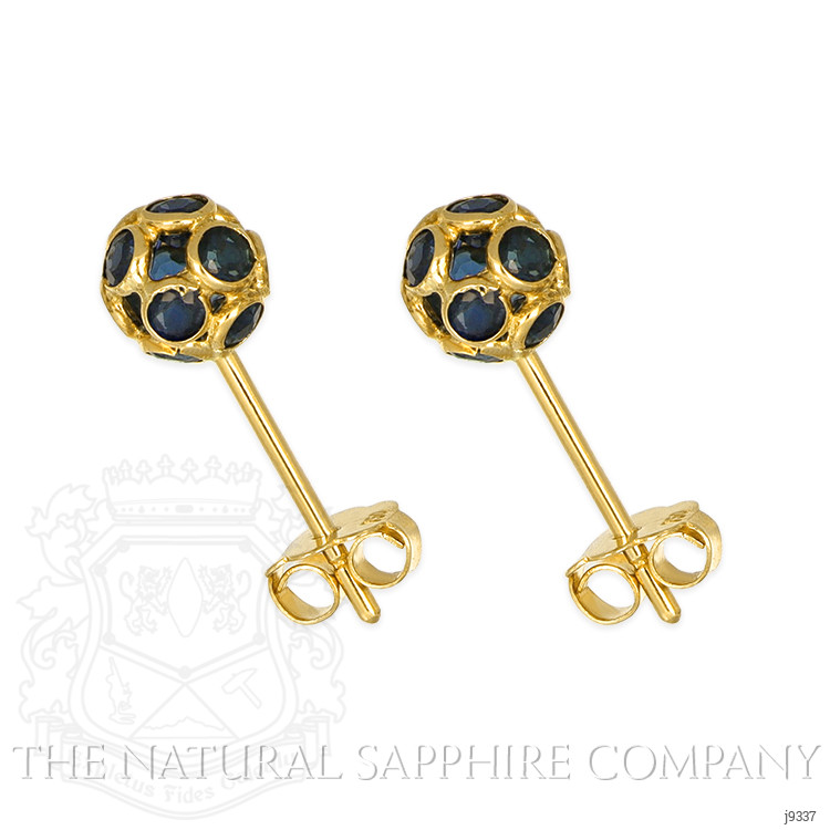 1.42 Ct.Tw. Blue Sapphire Studs Earrings, 18K Yellow Gold