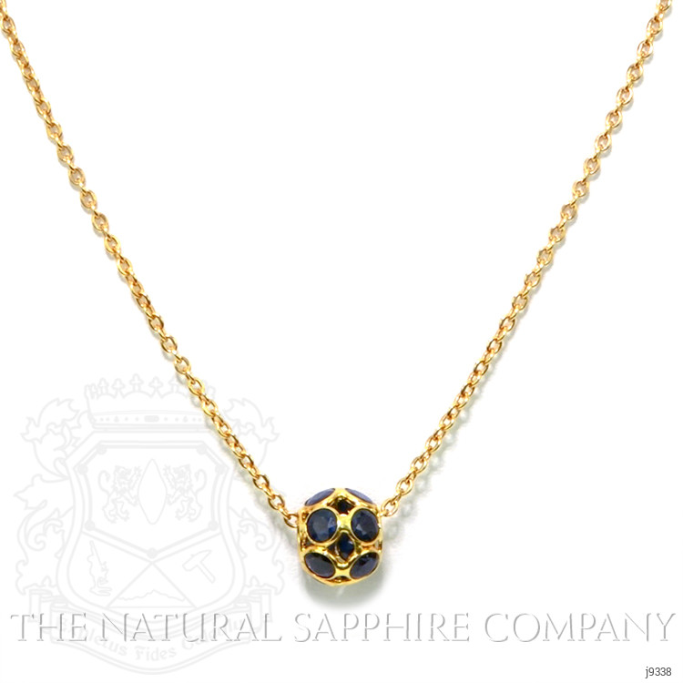 1.32 Ct. Blue Sapphire Bezel Necklace, 18K Yellow Gold