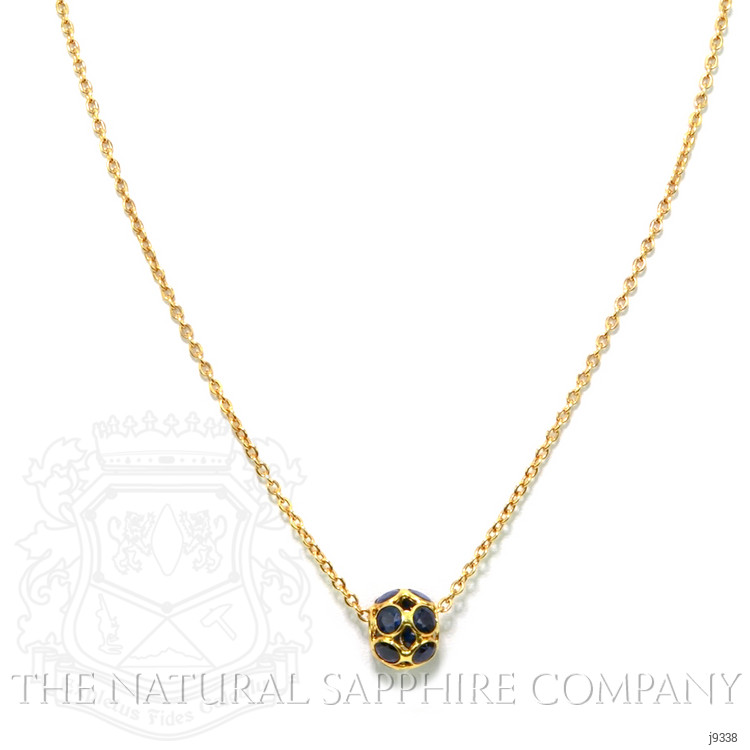 1.32 Ct. Blue Sapphire Bezel Necklace, 18K Yellow Gold